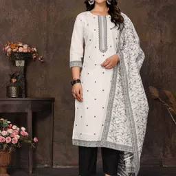 Royal Export Floral Printed Pure Cotton Straight Kurta With Trousers And Dupatta-image-92