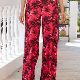 TANDUL Women Floral Printed Smart Straight Fit Mid-Rise Parallel Trousers-picture-35