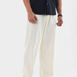 Snitch Men Off White Mid-Rise Straight Fit Trouser-image-98