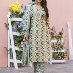 Moda Rapido Women Geometric Printed Kurta with Trousers & Dupatta-picture-45
