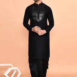 Arihant Rai Sinha Men Yoke Design Regular Sequinned Kurta with Dhoti Pants-18