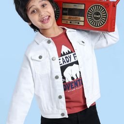 ARIAS By LARA DUTTA Boys Solid Crop Denim Jacket With Printed T-shirt-image-60