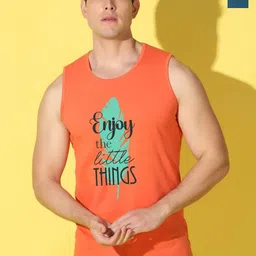 WOOSTRO Pack Of 2 Printed Combed Cotton Gym Vests -VWS26(ENJOY ORANGE)(ENJOY PEACOCK)-image-83