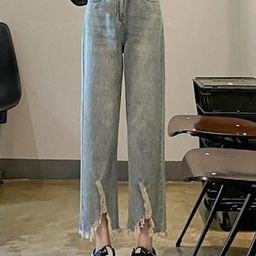 StyleCast Women Straight Fit High-Rise Mildly Distressed Light Fade Jeans-picture-36
