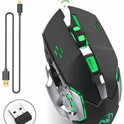 microware Rechargeable 2.4Ghz Wireless Gaming Mouse with USB Receiver,7 Colors Backlit for Macbook, Computer PC, Laptop Wireless OpticalGaming Mousewith Bluetooth image 3
