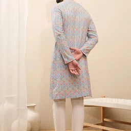 House of Pataudi Men Thread Sequence Work Kurtas image 3