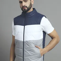 RENUOVO Men Mock Collar Colourblocked Padded Jacket-picture-8
