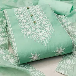 HERE&NOW Floral Embroidered Thread Work Unstitched Dress Material-picture-31