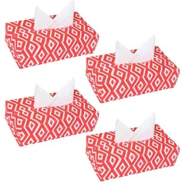prettykrafts Red 4 Pieces Reusable Tissue Paper Box Organisers-9