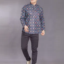 PulseIQ Men Printed Thread Work Kurta-image-11