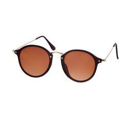 Arzonai Unisex Brown Lens & Brown Round Sunglasses with-picture-12