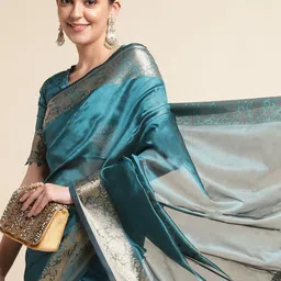 HERE&NOW Woven Design Silk Blend Ready to Wear Saree-picture-13