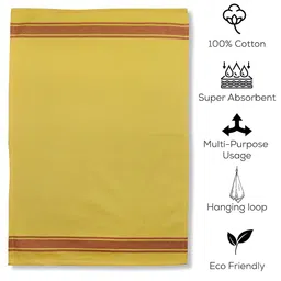 HOME COLORS.IN 4-Pcs Yellow & Brown Striped Pure Cotton Kitchen Towels image 2