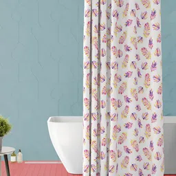 ArtzFolio White & Purple Printed Waterproof Shower Curtain-20