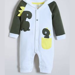 Hopscotch White Dinosaur Applique Cotton Bodysuit-picture-12