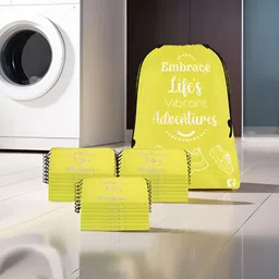 Aura Yellow & White 24 Pieces Printed Foldable Laundry Bags-1