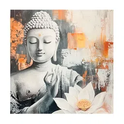 RANDOM Brown & Grey Buddha Religious Canvas Wall Art-67