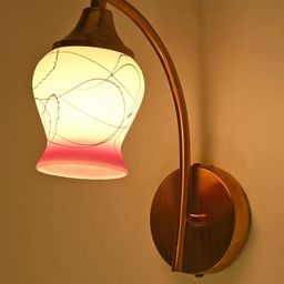SOMIL Pink & White Printed Glass Cylinder Shaped Wall Lamp-25