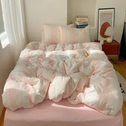 JC HOME Pink Polycotton Double King Regular Bedding Set-35