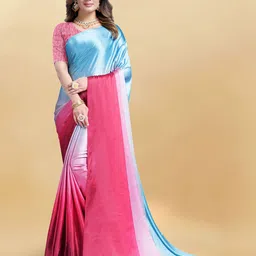 Anouk Ombre Satin Saree-image-17