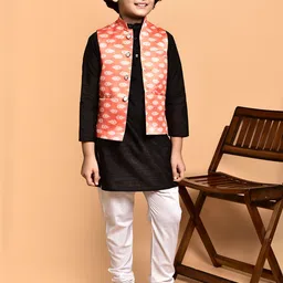PRINTINDIA Boys Mandarin Collar Straight Kurta With Pyjamas & Nehru Jacket-picture-0