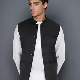 Moda Rapido Satin Mandarin Collar Nehru Jacket-image-78
