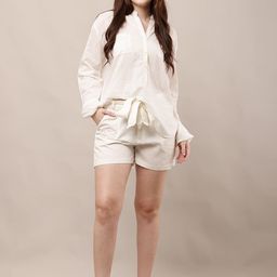 Moda Rapido Pure Cotton Button-Down Top & Shorts Co-Ord Set-image-70