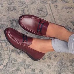 Tresmode The Crada Wine Men Leather Driving Loafers-image-13