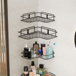 Aura Black 4 Pieces Metal Bathroom Organisers-image-58
