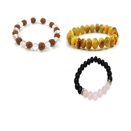 Divine souvenirs Unisex Set Of 3 Artificial Beaded Elasticated Bracelet-18