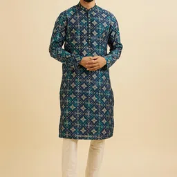 Manyavar Ethnic Motifs Printed Straight Kurta with Pyjamas-image-42