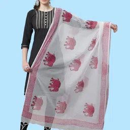 LOOM LEGACY Quirky Printed Kota Doriya Dupatta-image-24