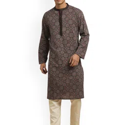 Arch element Men Geometric Printed Flared Sleeves Thread Work Kurta-picture-15
