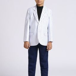 YK Boys Striped Single Breasted Blazer-image-23