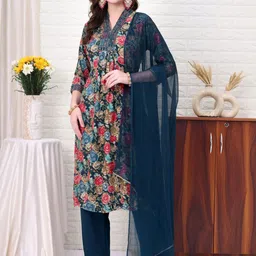 SINGNI Women Floral Printed Kurta with Trousers & Dupatta-picture-24