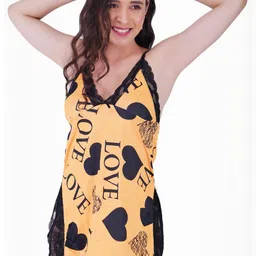GuSo Shopee Women Yellow Net Baby Dolls-image-86