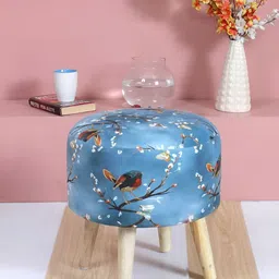 Shadowkart Blue & Red Printed Wooden Round Shaped Ottomans-29