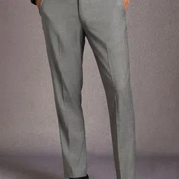 Louis Philippe Men Slim Fit Mid-Rise Formal Trousers-picture-1