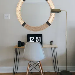 Creation India Craft Beige Round Shaped Wooded WallMirror-42