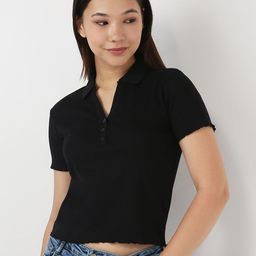 Kraus Jeans Polo Collar Short Sleeves Crop Length Slim Fit Casual T-Shirt-image-48