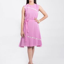 DELIS Women Tie-Ups Georgette A-Line Dress-image-81
