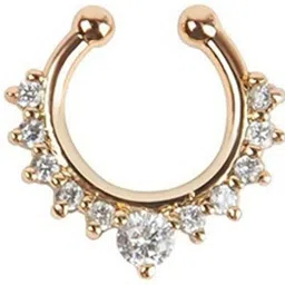 Chandrika Pearls Crystal Gold-plated Plated Brass Nose Ring-23