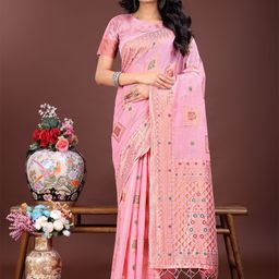 Astita Geometric Woven Design Zari Saree-image-23