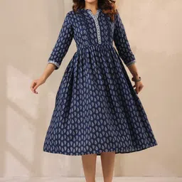 Neemiya Floral Printed Fit & Flared Midi Ethnic Dress-picture-45