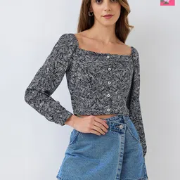 IX IMPRESSION Pack Of 2 Floral Printed Crop Top-image-97
