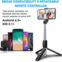 Gentle e kart Bluetooth Selfie Stick with Remote 3-in-1 Multi-Functional Extendable Bluetooth Selfie Stick Tripod Bluetooth Selfie Stick image 5