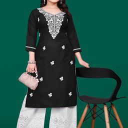 PATBRO Floral Embroidered Cotton Straight Kurta-40