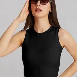 SHAHVEER CREATION Women Ribbed Cotton Fitted Crop Top-picture-32