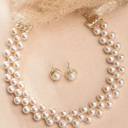 KARATCART Gold-Plated Pearl Beaded Jali Choker Jewellery Set-16