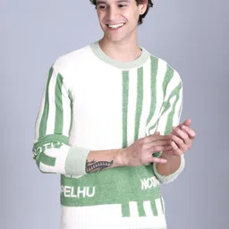 Dzant Men Round Neck Striped Printed Pullover-picture-21